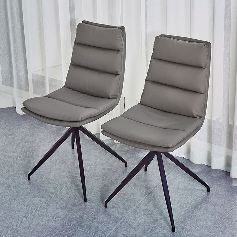 Industrial Style Solid Back Armless Chairs Microfiber Leather Dining Chairs (Set of 4) Clearhalo ' kitchen&dining_furn' 'Dining Chairs' 'Dining Tables & Seating' 'dining_chair' 'furn' 'furn_dining_chair' 'Furniture' 'furniture_dining_chair' 'Kitchen & Dining Furniture' 'kitchen' 1200x1200_e58ca190-6fdc-450e-b24d-69af5b26b78b
