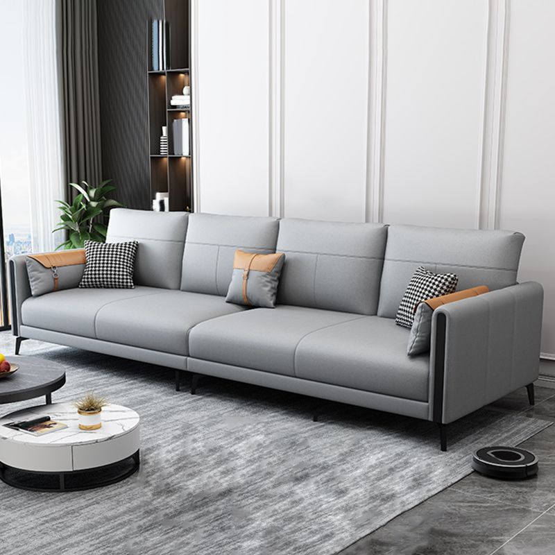 Stain Resistant Stationary Faux Leather Recessed Arm Standard Sofa Clearhalo 'furn' 'furn_sofas' 'Furniture' 'furniture_sofas' 'Living Room Furniture' 'Sofa' 'sofas' 1200x1200_e58d5f25-53e6-4346-b44a-4a4762329c66