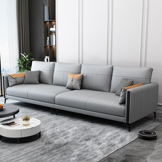 Stain Resistant Stationary Faux Leather Recessed Arm Standard Sofa Clearhalo 'furn' 'furn_sofas' 'Furniture' 'furniture_sofas' 'Living Room Furniture' 'Sofa' 'sofas' 1200x1200_e58d5f25-53e6-4346-b44a-4a4762329c66