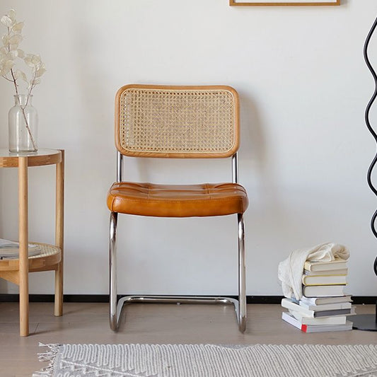 Modern Backrest Cushion Chair with Metal Base for Dining Room