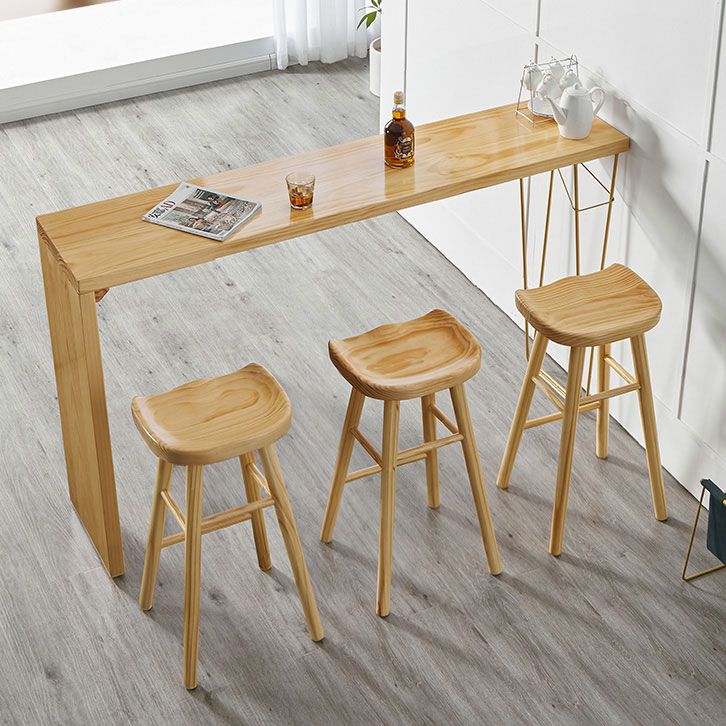 Light Brown Industrial Style Bar Table Pine Wood Milk Tea Shop Casual Bar Table Clearhalo 'Bar Furniture' 'Bar Tables' 'bar_tables' 'furn' 'furn_bar_tables' 'Furniture' 'furniture_bar_tables' 'Kitchen & Dining Furniture' 1200x1200_e5955b20-dbca-4311-9778-2f7135c6e560