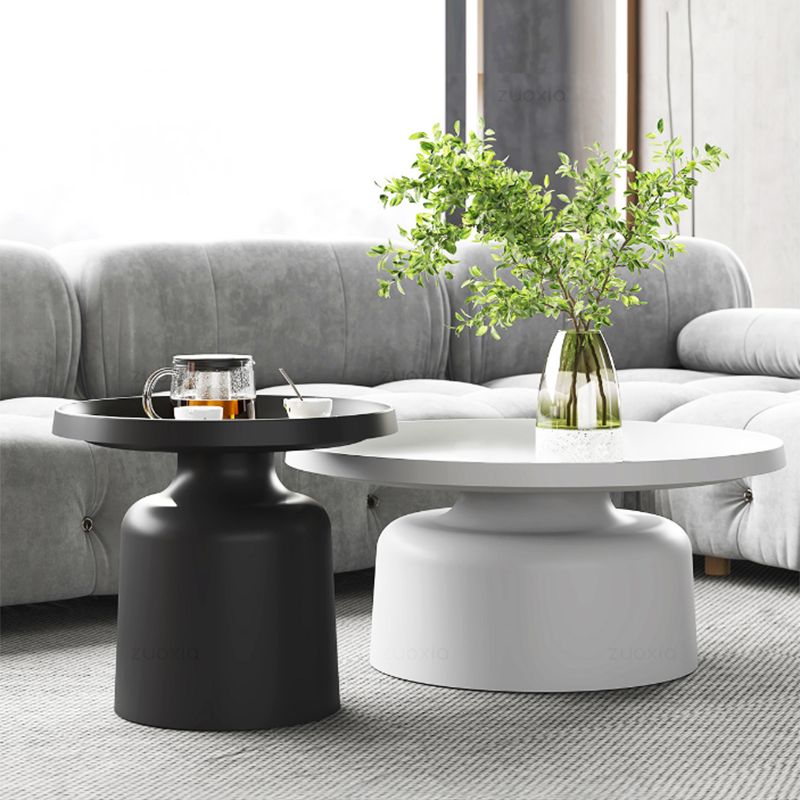 Mid-Century Iron Coffee Table Pedestal Round Tray Top Cocktail Table Set Clearhalo 'Coffee & Accent Tables' 'Coffee Tables' 'coffee_tables' 'furn' 'furn_coffee_tables' 'Furniture' 'Living Room Furniture' 1200x1200_e5973d66-631b-4d65-a100-95c76417d320