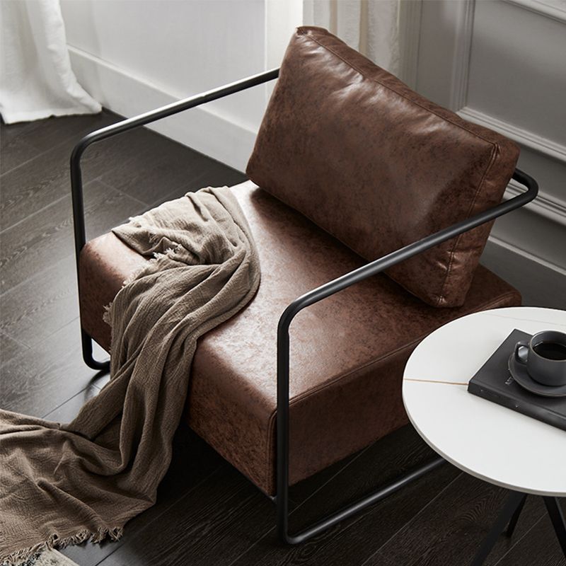 Contemporary Bonded Leather with Pillow Track Arms Accent Armchair Clearhalo 'Accent Chairs' 'accent_chairs' 'Chairs & Seating' 'furn' 'furn_accent_chairs' 'Furniture' 'Living Room Furniture' 1200x1200_e5982c8d-60c9-4258-8863-0641b2a27247