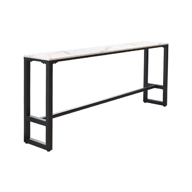 Industrial Black Iron Bar Table White Faux Marble Rectangle Top 41.3"H Bistro Table Clearhalo 'Bar Furniture' 'Bar Tables' 'bar_tables' 'furn' 'furn_bar_tables' 'Furniture' 'furniture_bar_tables' 'Kitchen & Dining Furniture' 1200x1200_e5987997-407c-4b73-90c5-fe8f5785996a
