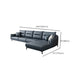 34.64 "H Blue Faux Leather Square Arm Sofa & Chaise for Living Room