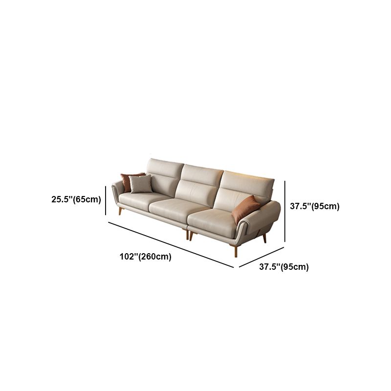 37.4" D 37.4" H Faux Leather Sofa & Chaise Cushions Flared Arm Sofa in Beige
