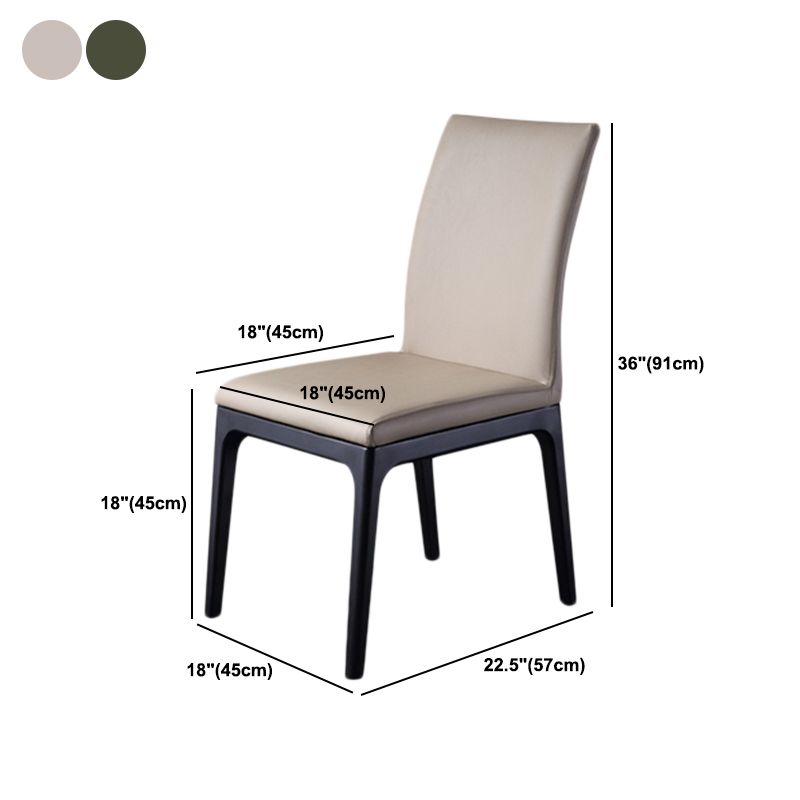 Contemporary Dining Chair Faux Leather and Wood Side Chair for Home