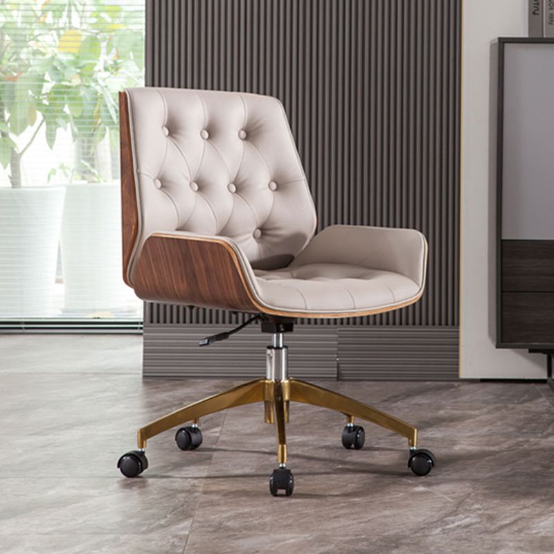 Silla de cuero sintética de escritorio ergonómico moderno silla de oficina sin brazo