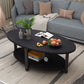 Solid Wood 4 Legs Coffee Table Modern Oval Coffee Table with Storage Clearhalo 'Coffee & Accent Tables' 'Coffee Tables' 'coffee_tables' 'furn' 'furn_coffee_tables' 'Furniture' 'Living Room Furniture' 1200x1200_e59a738f-160a-4395-a119-d1a5131c9db9