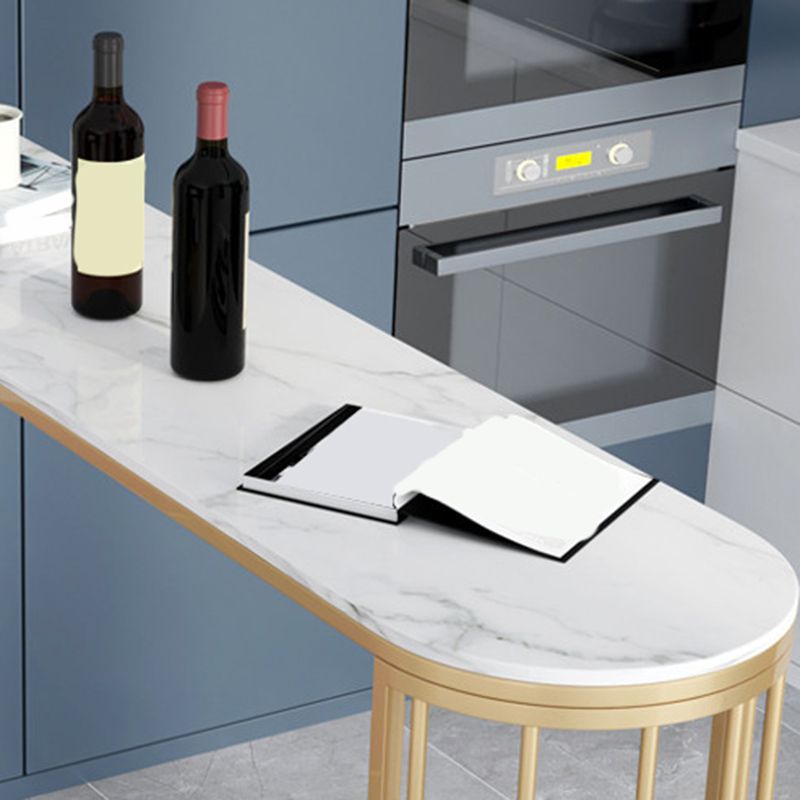 Faux Marble Bar Height Table Modern Style Bistro Pub Table with 2 Shelves Clearhalo 'Bar Furniture' 'Bar Tables' 'bar_tables' 'furn' 'furn_bar_tables' 'Furniture' 'Kitchen & Dining Furniture' 1200x1200_e59c7097-dfa5-4ff5-bea5-d79adb4c54fd