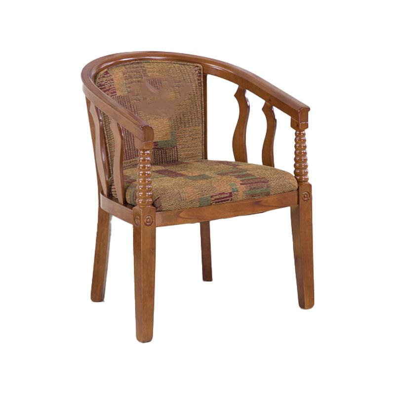 木製の足のある伝統的なアームチェア布張りの布地ダイニングチェア