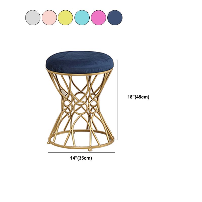 Glam Velvet Ottoman Plain Round Metal Frame Foot Stool Ottoman Clearhalo 'furn' 'furn_ottomans_poufs' 'Furniture' 'Living Room Furniture' 'Ottomans & Poufs' 'ottomans_poufs' 1200x1200_e59e6279-4b65-4606-8e64-b8a6746aefc1