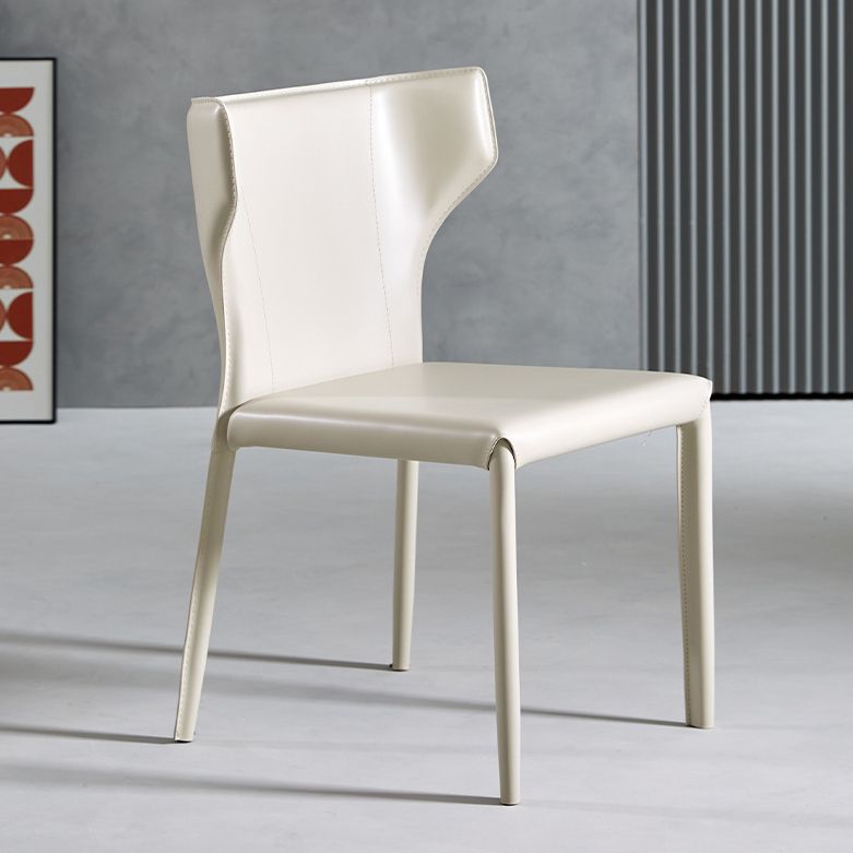 Contemporary Leather Dining Chair Wingback Side Chair in Matte Finish for Kitchen