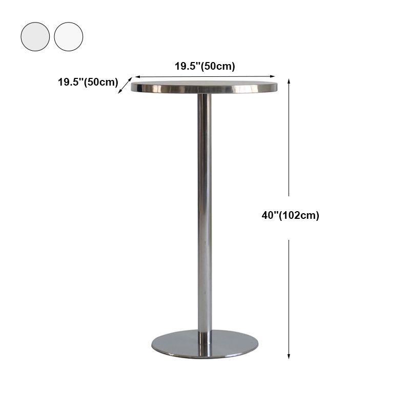 Contemporary Bar Dining Table Steel Bar Height Cocktail Table with Pedestal Base in Silver Clearhalo 'Bar Furniture' 'Bar Tables' 'bar_tables' 'furn' 'furn_bar_tables' 'Furniture' 'furniture_bar_tables' 'Kitchen & Dining Furniture' 'kitchen&dining_furn' 'kitchen' 1200x1200_e59fa0ec-2ce6-4eda-810a-af6f3b380b0a