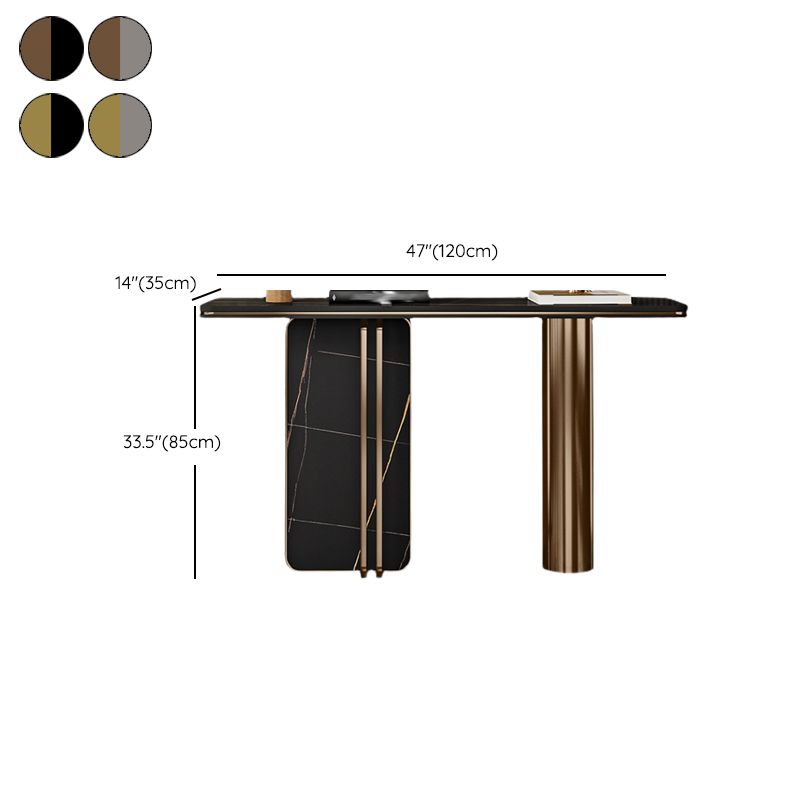 Tavolo console contemporanea a forma di rettangolo tavolo di divano in pietra in nero/grigio
