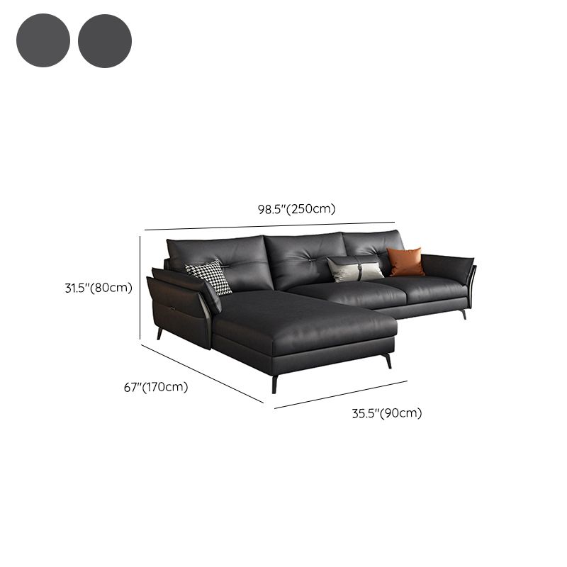 Mid Century Faux Leather Sectional Flared Arm Sectional Set in Black Clearhalo 'furn' 'furn_sectionals' 'Furniture' 'Living Room Furniture' 'Sectionals' 1200x1200_e5a25282-21ee-4d0b-8cc0-644afcc69625