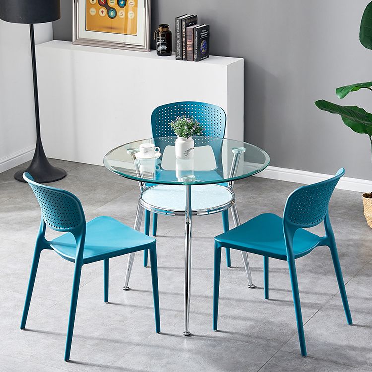 Modern Round Dining Room Table Clear Tempered Glass Table with Pedestal Base Clearhalo ' dining_table' 'Dining Tables & Seating' 'Dining Tables' 'furn' 'furn_dining_table' 'Furniture' 'furniture_dining_table' 'Kitchen & Dining Furniture' 'kitchen&dining_furn' 'kitchen' 'kitchen_dining_table' 1200x1200_e5a33112-444e-45ac-ba0a-79458cc20b32