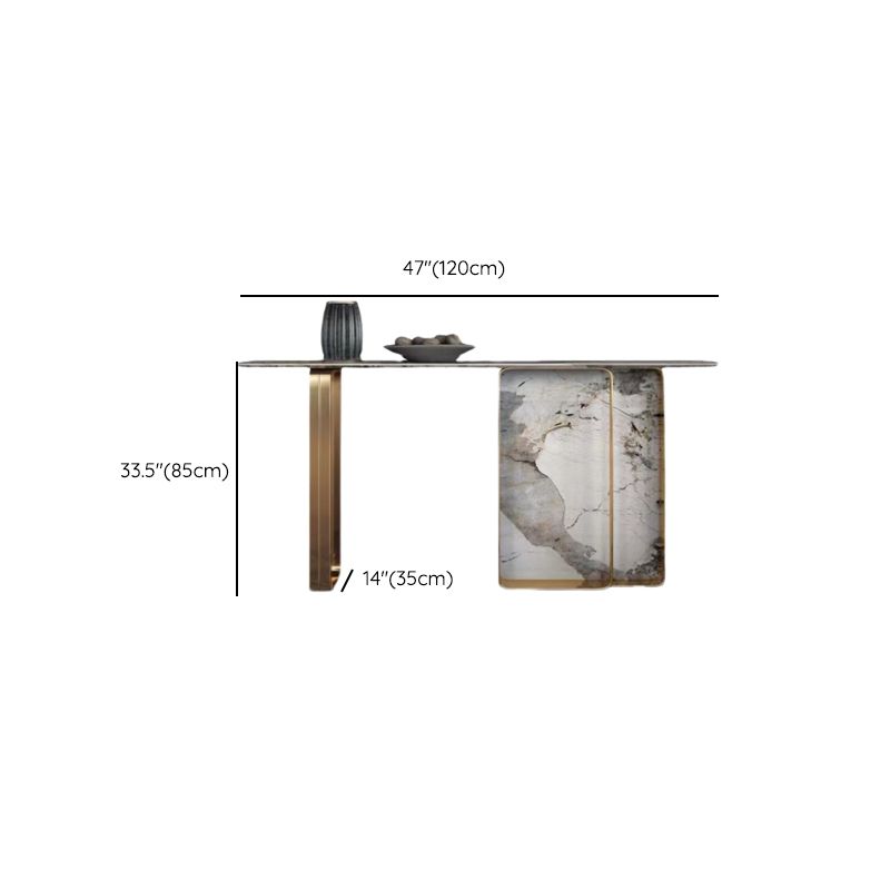 Tavolo console contemporanea a forma di rettangolo tavolo di divano in pietra in oro