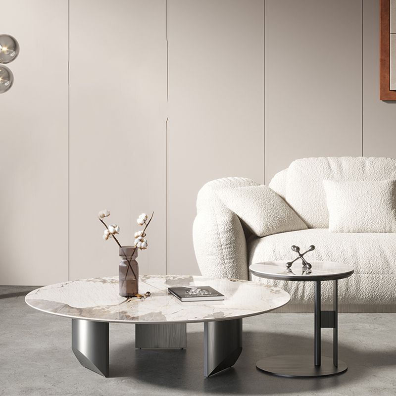 Slate Round Coffee Table Minimalist Coffee Table for Living Room Clearhalo 'Coffee & Accent Tables' 'Coffee Tables' 'coffee_tables' 'furn' 'furn_coffee_tables' 'Furniture' 'Living Room Furniture' 1200x1200_e5a4cdfd-6d8f-47d4-b036-bc4b80cc5382