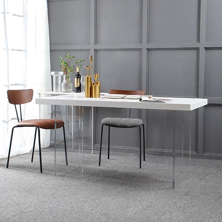 Transparent Base Double Pedestal Table Modern Stone Top Dinner Table Kitchen Home Clearhalo 'Dining Tables & Seating' 'Dining Tables' 'dining_table' 'furn' 'furn_dining_table' 'Furniture' 'furniture_dining_table' 'Kitchen & Dining Furniture' 'kitchen' 'kitchen_dining_table' 1200x1200_e5a6574d-fd31-4cb7-9554-ab04b467a8ec