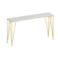 Glam White Wood Counter Table with Rectangle Table Top Gold Legs Table - 42" H Clearhalo 'Bar Furniture' 'Bar Tables' 'bar_tables' 'furn' 'furn_bar_tables' 'Furniture' 'furniture_bar_tables' 'Kitchen & Dining Furniture' 1200x1200_e5a8089a-6bd2-4815-b418-505214dfa2a1