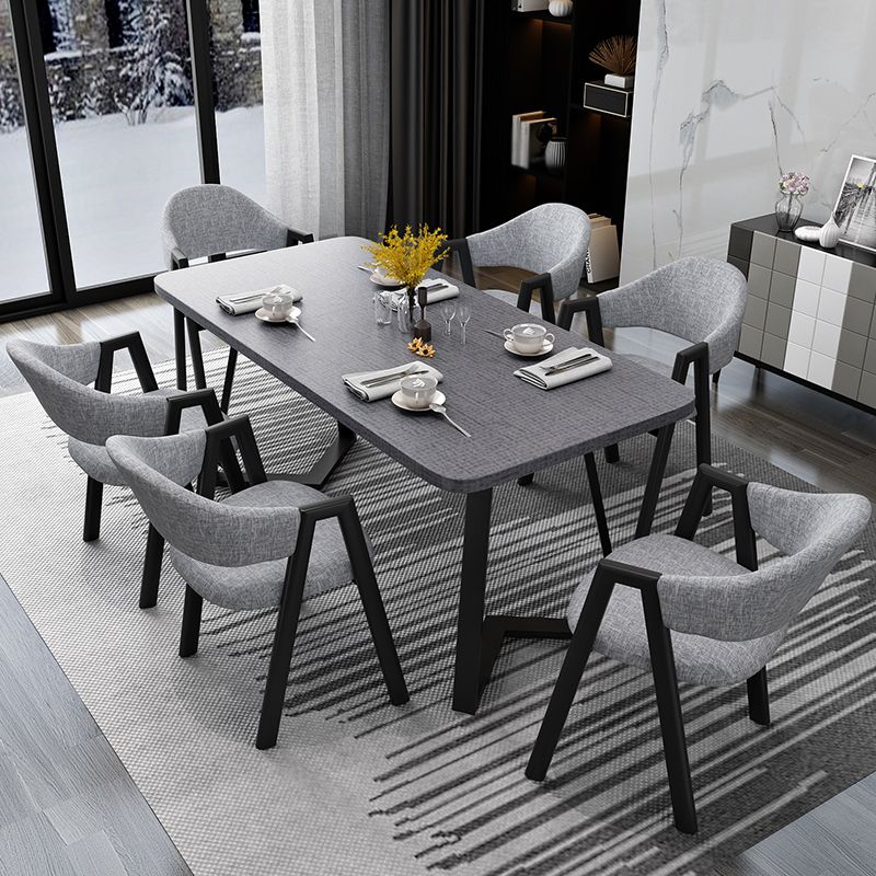 Metal Industrial Rectangle Dining Table Grey Wood Top Table with Sled Base Clearhalo ' dining_table' 'Dining Tables & Seating' 'Dining Tables' 'furn' 'furn_dining_table' 'Furniture' 'furniture_dining_table' 'Kitchen & Dining Furniture' 'kitchen&dining_furn' 'kitchen' 'kitchen_dining_table' 1200x1200_e5a9bf09-f657-46f3-9831-7e4f809fda6f
