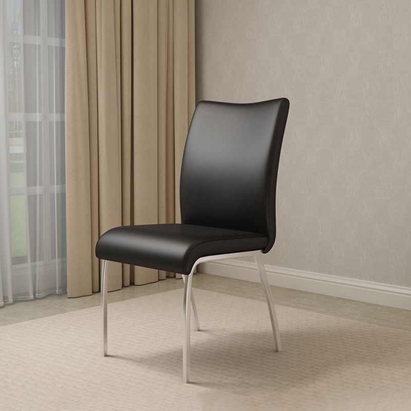 Glam PU Leather Dining Armless Chair Metal Dining Room Chairs for Home Use Clearhalo ' kitchen&dining_furn' 'Dining Chairs' 'Dining Tables & Seating' 'dining_chair' 'furn' 'furn_dining_chair' 'Furniture' 'furniture_dining_chair' 'Kitchen & Dining Furniture' 'kitchen' 1200x1200_e5aa096a-d244-43fa-bd5b-cfe11d3c651d