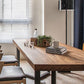 Rechthoektafel industriële vaste houten bovenkant eettafel met metalen basis