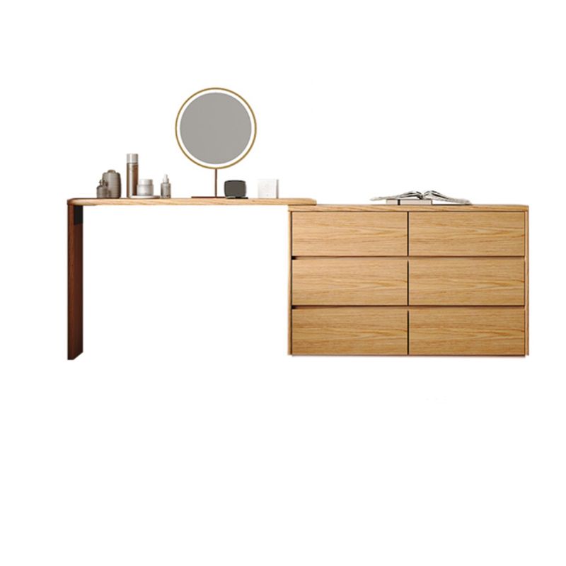 Roble contemporáneo con cajón para el dormitorio de espejo natural.