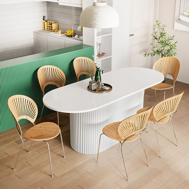 Solid Wood Base Contemporary Oval Indoor Table Pedestal Table for Dining Room Clearhalo 'Dining Tables & Seating' 'Dining Tables' 'dining_table' 'furn' 'furn_dining_table' 'Furniture' 'furniture_dining_table' 'Kitchen & Dining Furniture' 'kitchen' 'kitchen_dining_table' 1200x1200_e5b01ba6-c9bb-4660-a8e3-f4a1c927a6cd
