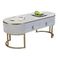 Eigentijdse salontafel met opberglade en gouden framebasis