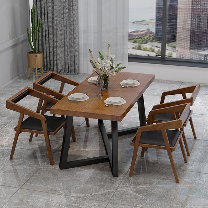 Rectangle Dining Table Simplicity Dinner Room Solid Wood Table with Metallic Base Clearhalo ' dining_table' 'Dining Tables & Seating' 'Dining Tables' 'furn' 'furn_dining_table' 'Furniture' 'furniture_dining_table' 'Kitchen & Dining Furniture' 'kitchen&dining_furn' 'kitchen' 'kitchen_dining_table' 1200x1200_e5b19a23-a594-4e7e-8a82-7b32f717543a