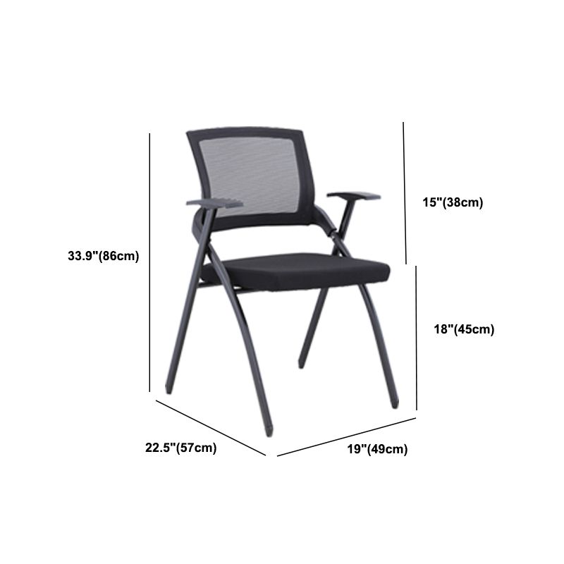 Chaise de bureau contemporaine noire à bras fixes et dossier moyen