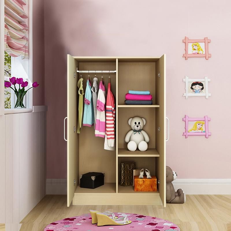 Gabinete de almacenamiento de puerta con bisagras de dormitorio gabinete moderno de madera fabricada con varilla de ropa