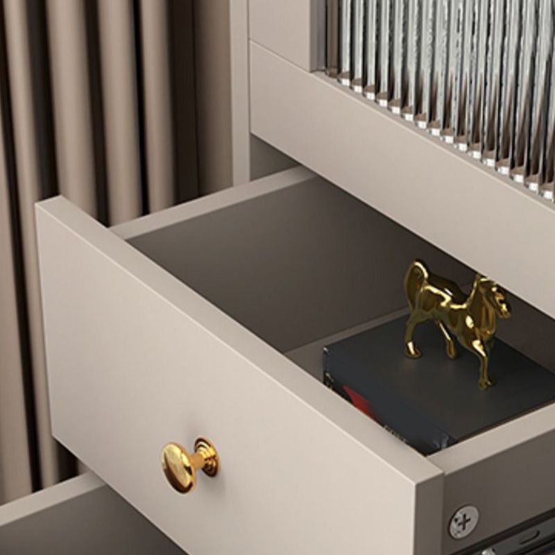 Modern 15.7" W Square Cabinet 1 Glass Door Side Cabinet with 2 Drawers Clearhalo 'Cabinets & Chests' 'cabinets_chests' 'furn' 'furn_cabinets_chests' 'Furniture' 'Living Room Furniture' 1200x1200_e5b4e23e-cec8-42cd-9a86-ffa4a0c43fb3