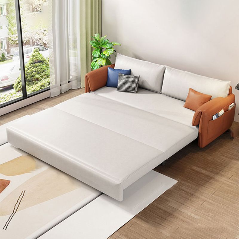 Pillow Top Arm Contemporary Convertible Couch Bed with 2 Pillows