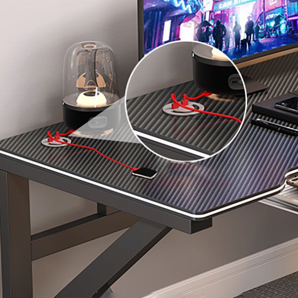 Modern Style Computer Desk Rectangular Shaped Task Desk in White/Black for Home Clearhalo 'furn' 'furn_office_desk' 'Furniture' 'Office Desks' 'Office Furniture' 'office_desk' 1200x1200_e5b6b080-10c6-47ac-ad1a-80beda781de5