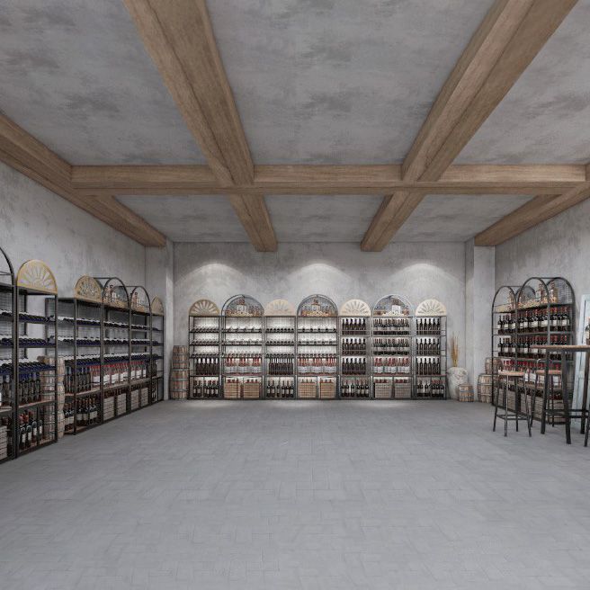 Rack à vin de bouteille de plancher en métal Porte-vin noir contemporain avec étagères de rangement