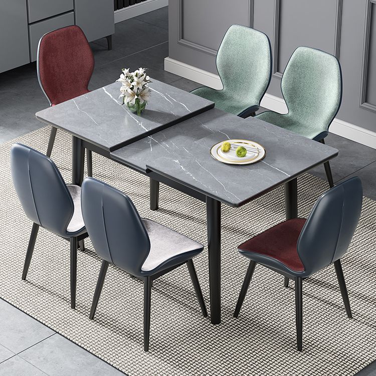 Modern Collapsible Sintered Stone Dining Room Table with 4 Metal Legs for Kitchen Dining Set Clearhalo 'Dining Room Sets' 'Dining Tables & Seating' 'dining_room_set' 'furn' 'furn_dining_room_set' 'Furniture' 'furniture_dining_room_set' 'Kitchen & Dining Furniture' 'kitchen&dining_furn' 'kitchen' 1200x1200_e5b7dd7f-942a-41c0-ba75-3e95b2a2758e