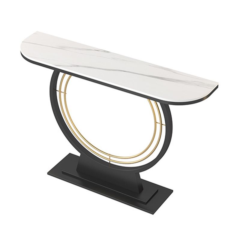Glam Stone Console Table Iron Stain Resistant Console Sofa Table for Hall