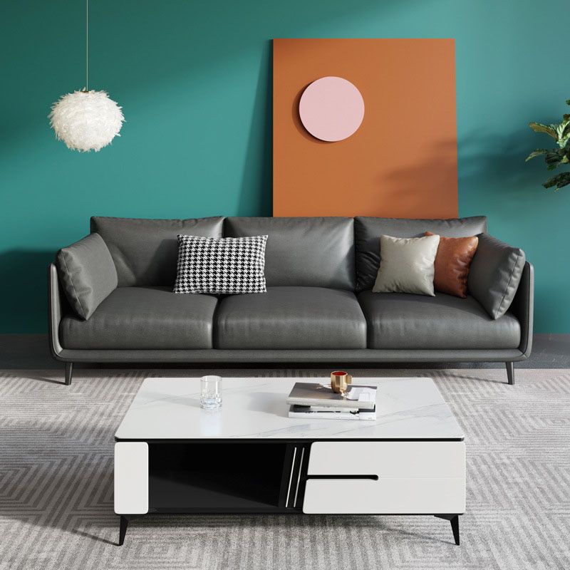 Modern Style Square Armrest Sponge Seat Filled with Wood Orange/grey/white/blue Sofa Clearhalo 'furn' 'furn_sofas' 'Furniture' 'furniture_sofas' 'kitchen' 'kitchen_sofas' 'Living Room Furniture' 'Sofa' 'sofas' 1200x1200_e5bab04a-9ffe-4b12-96c9-7b8fdf867638