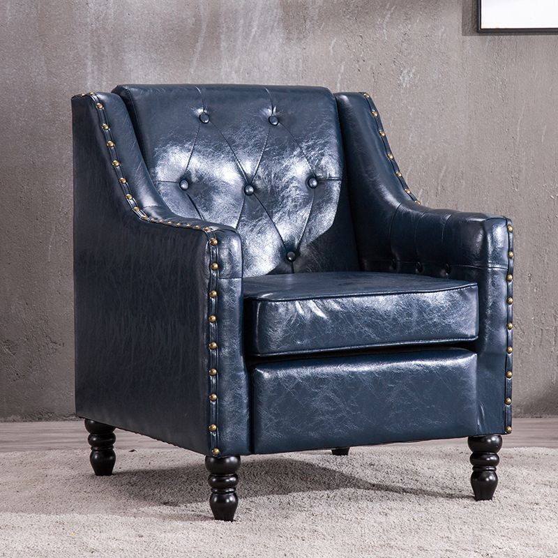 Arm Chair 27.55" L x 27.55" W x 33.46" H Sloped Arms Accent Armchair with Nailhead Trim Clearhalo 'Accent Chairs' 'accent_chairs' 'Chairs & Seating' 'furn' 'furn_accent_chairs' 'Furniture' 'Living Room Furniture' 1200x1200_e5bb47a4-7d63-47ff-8ce3-e8d637e59fb2