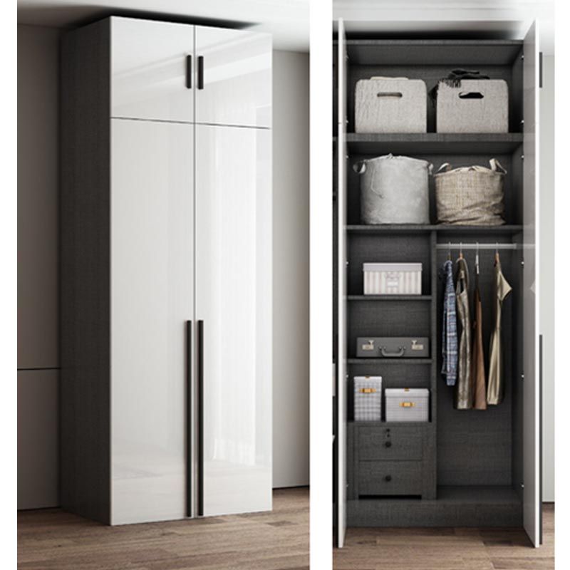 Asta di stoffa del guardaroba in legno di colore bianco compreso l'armadio del guardaroba per camera da letto