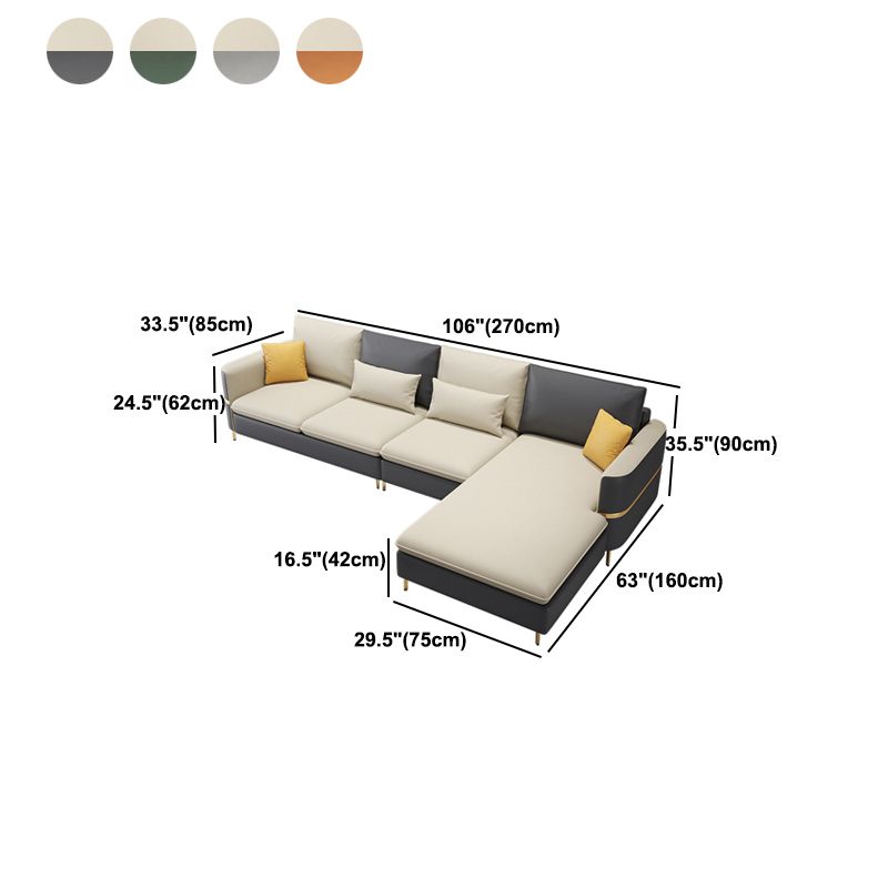 35.4"H Modern Square Arm Faux Leather Sofa& Chaise for Living Room Clearhalo 'furn' 'furn_sectionals' 'Furniture' 'Living Room Furniture' 'Sectionals' 1200x1200_e5bea2f7-37bd-4432-ab26-814b46d10fc2