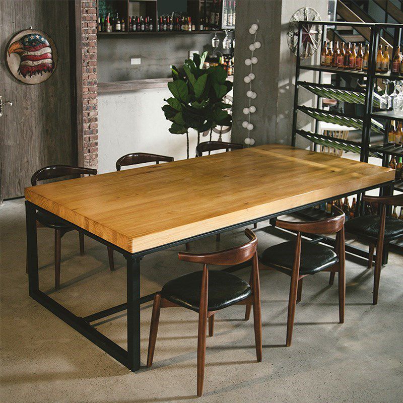 Industriële rechthoekige eettafel Eetkamer Massief houten eettafel
