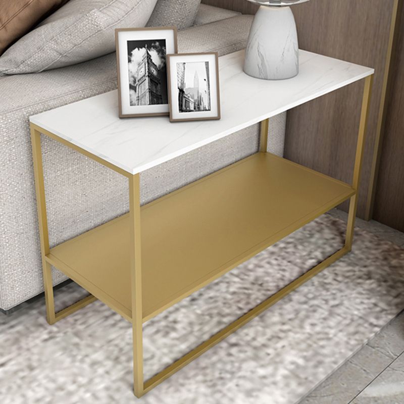 コンテンポラリースレッドエンドテーブルスレート上部長方形のサイドテーブル、21.7 "