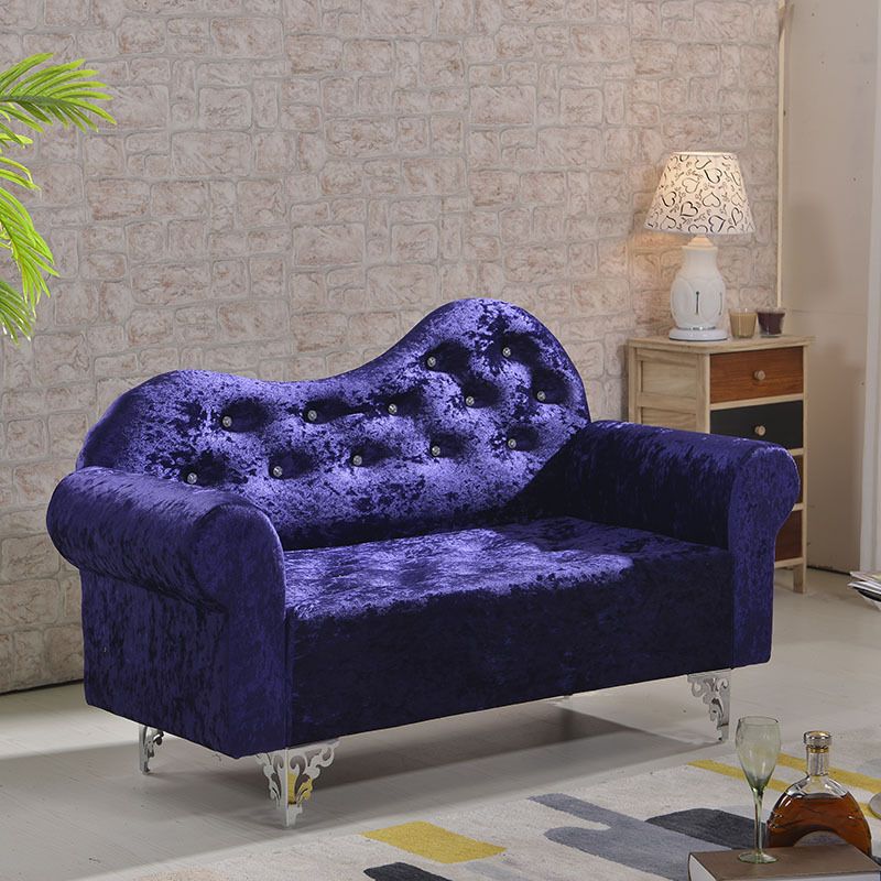 Tufted Split-Back Sofa Velvet Flared Arm Curved Sofa 33.46 inch High