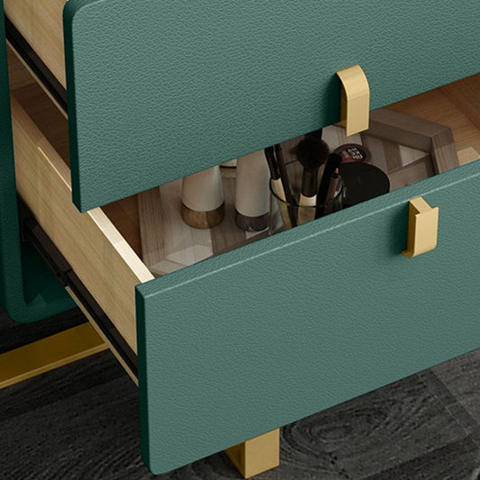 Green Make-up Vanity with 2 Storage Drawers 20.47" Wide Faux Leather Dresser Clearhalo 'Bedroom Furniture' 'furn' 'furn_makeup_vanities' 'Furniture' 'Makeup Vanities' 'makeup_vanities' 1200x1200_e5c440b3-16ff-415e-b23b-4d57ff0fff0b