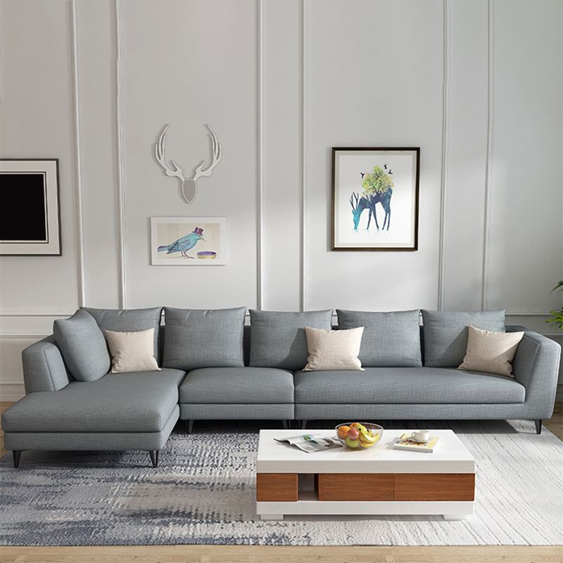 Gray 5-seat Square Arm Sectional Contemporary Fabric Slipcovered Sectional Clearhalo 'furn' 'furn_sectionals' 'Furniture' 'Living Room Furniture' 'Sectionals' 1200x1200_e5c537e4-04f7-4e9b-bb9b-d7819f0e6932