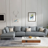 Gray 5-seat Square Arm Sectional Contemporary Fabric Slipcovered Sectional